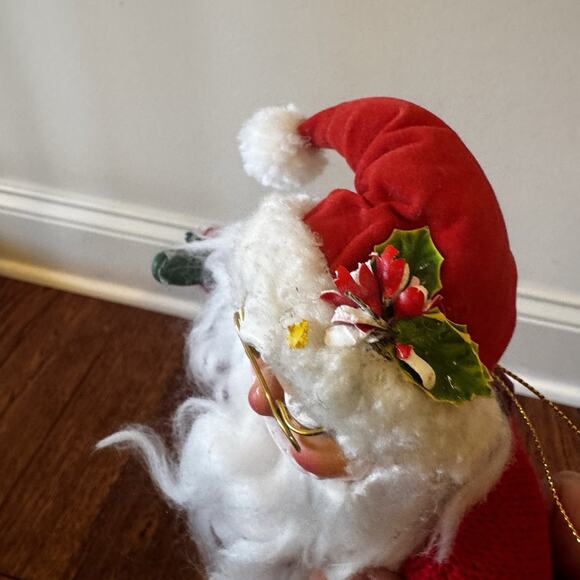 Vintage Santa Claus Christmas Ornament Doll Figure Plastic Face 11" McClures - Picture 11 of 15